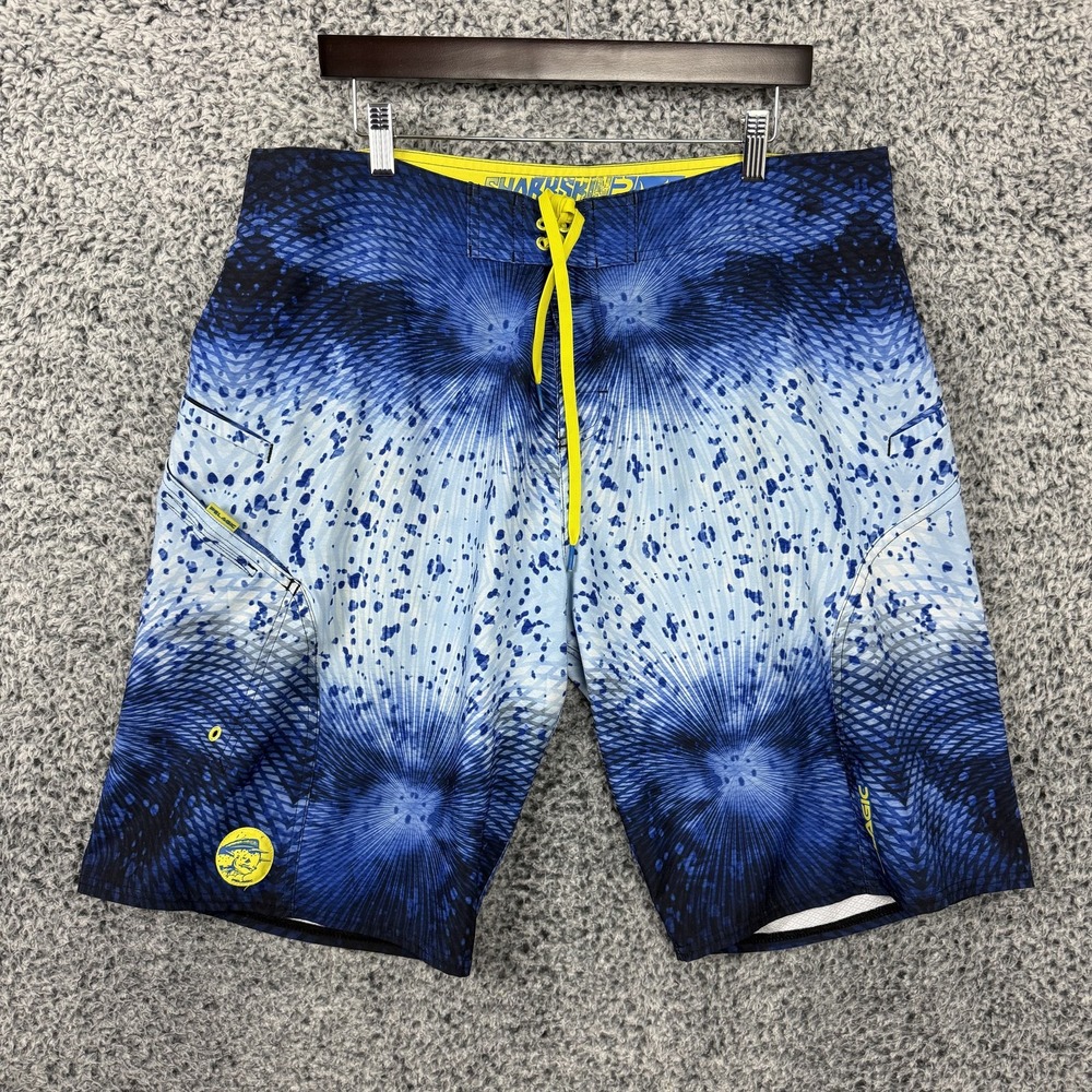 Pelagic Board Shorts Mens 38 Blue Sharkskin P Fishing Surf Swim Quick Dry Trunks